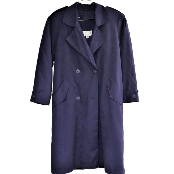 Petite Sophisticate Lined Purple Trench Coat, Sz 2 - Picture 1 of 12